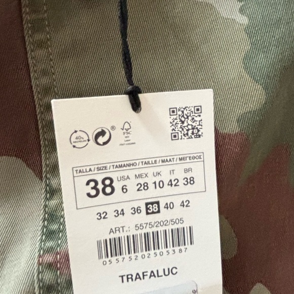 NEW ZARA Sz 6 Cargo Wide Leg Pants Camo - Picture 8 of 12